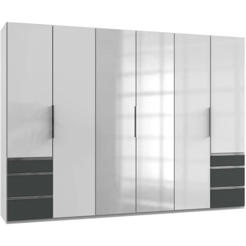 Drehtürenschrank in Graphitfarben, Weiß