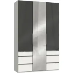 Drehtürenschrank in Grau, Weiß