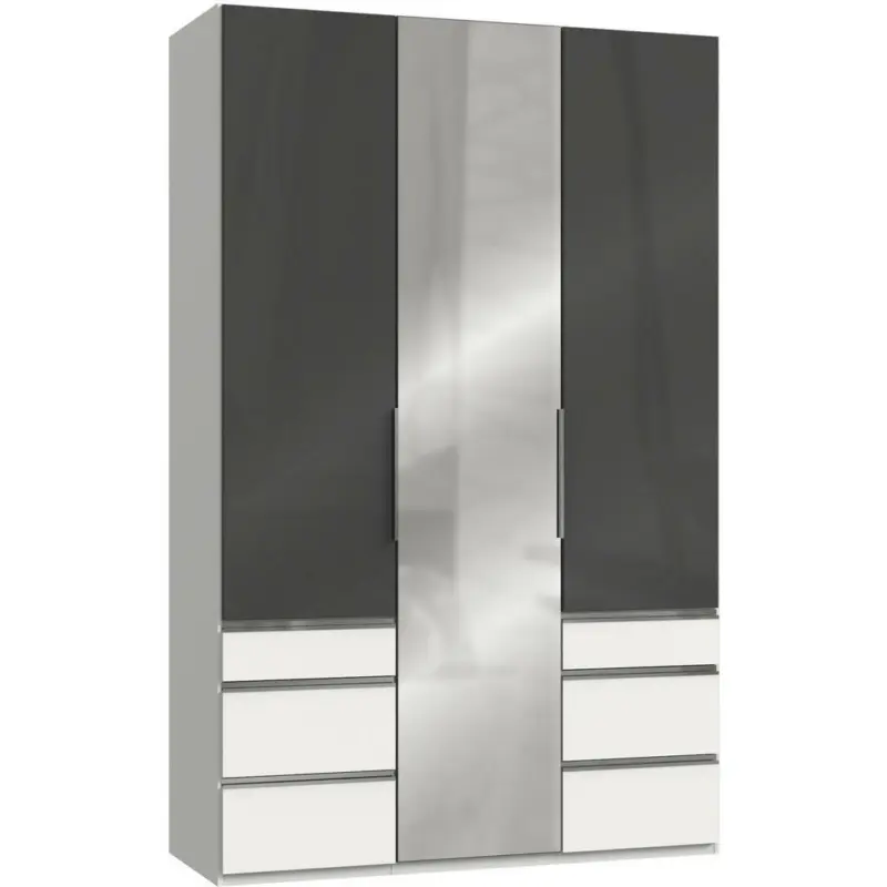 Drehtürenschrank in Grau, Weiß