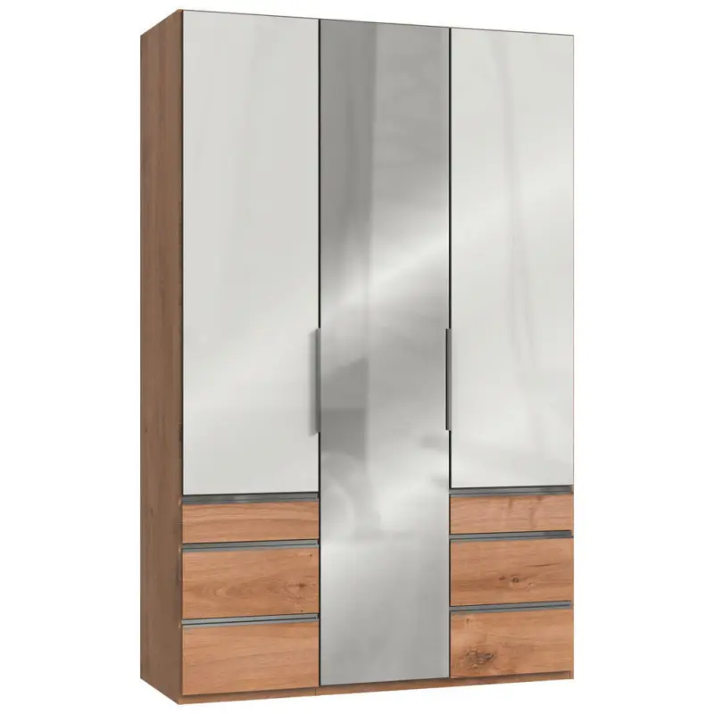 Drehtürenschrank in Weiß, Eichefarben