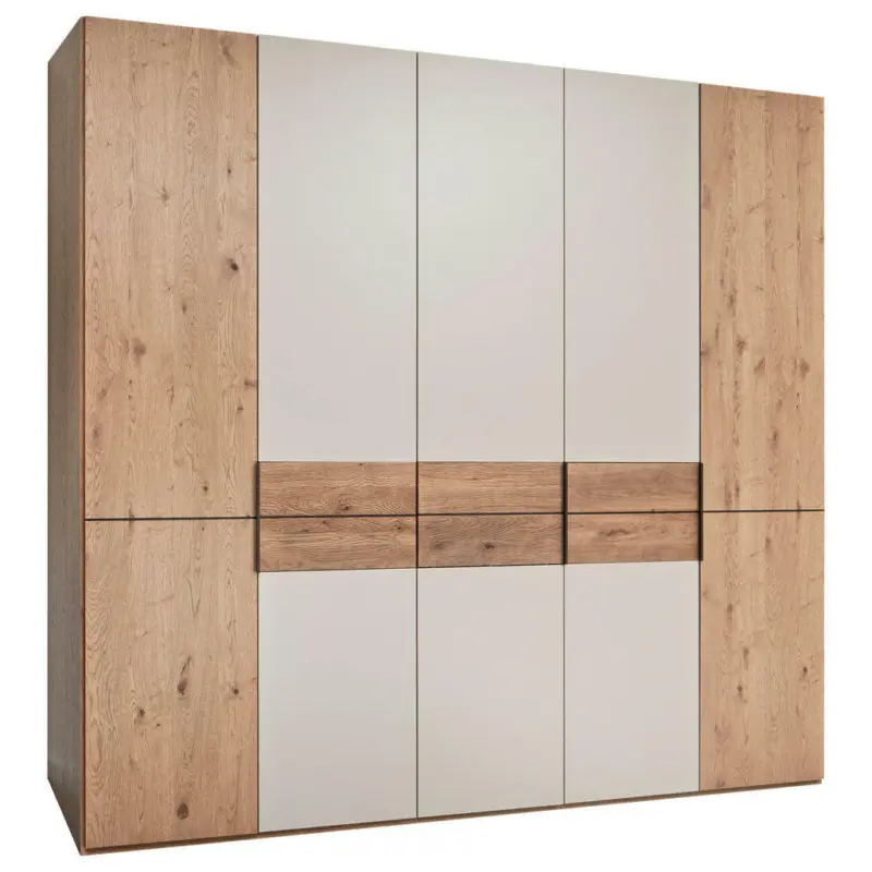 Drehtürenschrank in Taupe, Eichefarben