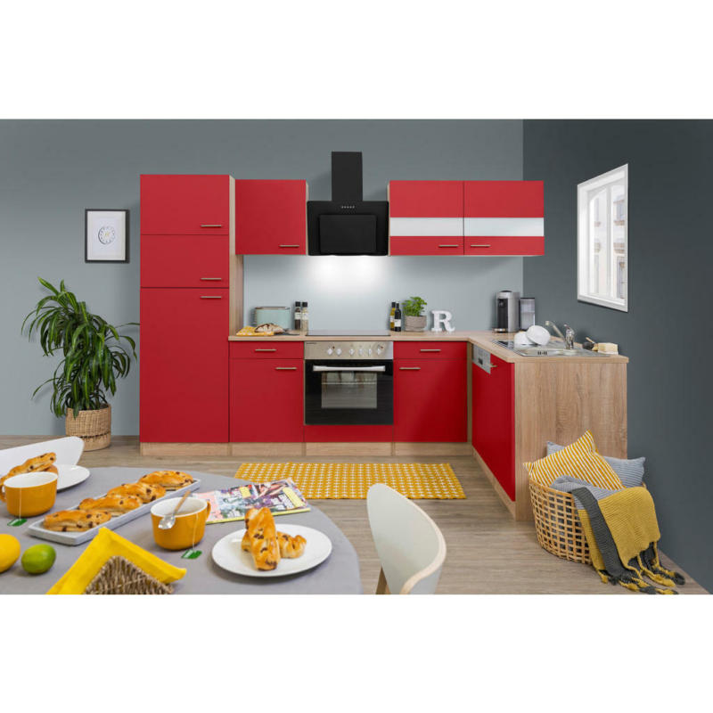 Küchenleerblock 280/172 cm in Rot