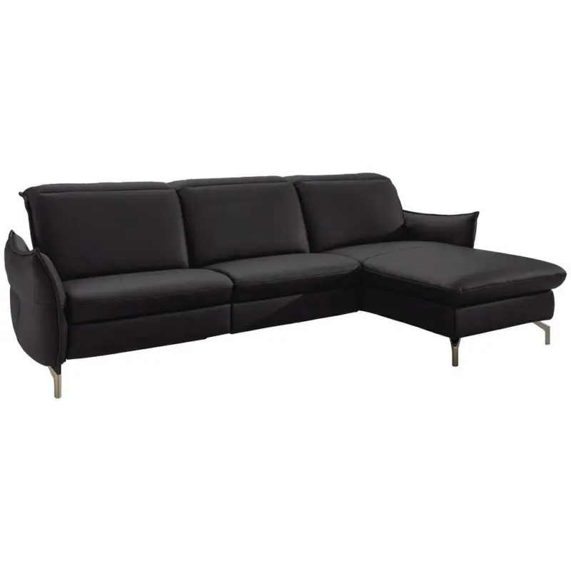 Ecksofa in Lederlook (vegan) Schwarz