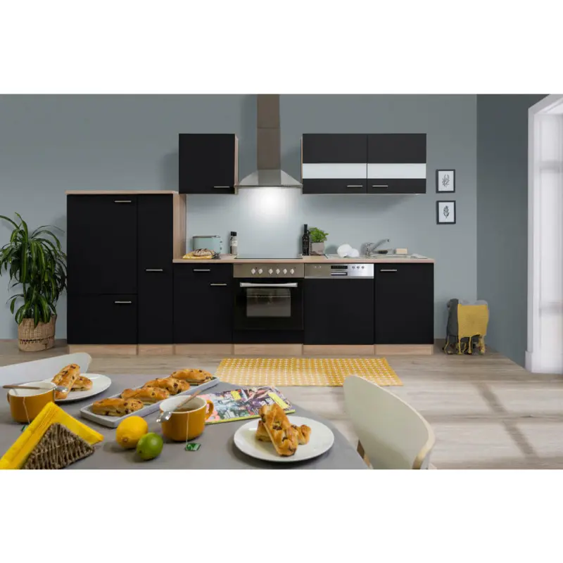 K&uuml;chenleerblock 310 cm in Schwarz