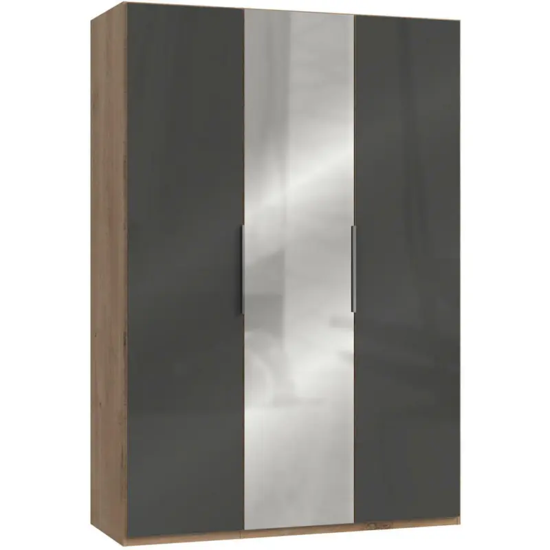 Dreht&uuml;renschrank in Grau, Eichefarben