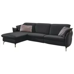 Ecksofa in Echtleder Anthrazit