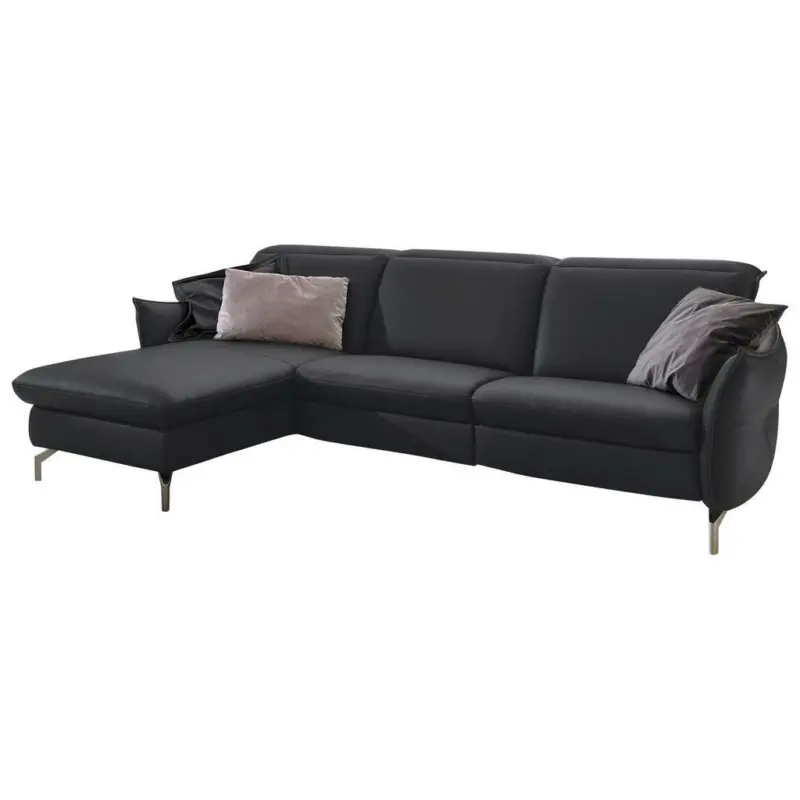 Ecksofa in Echtleder Anthrazit