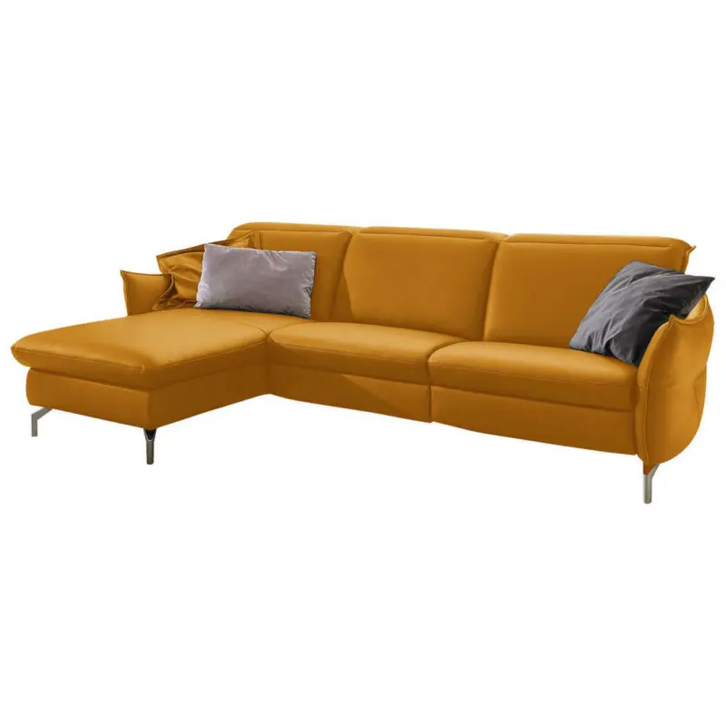 Ecksofa in Echtleder Currygelb