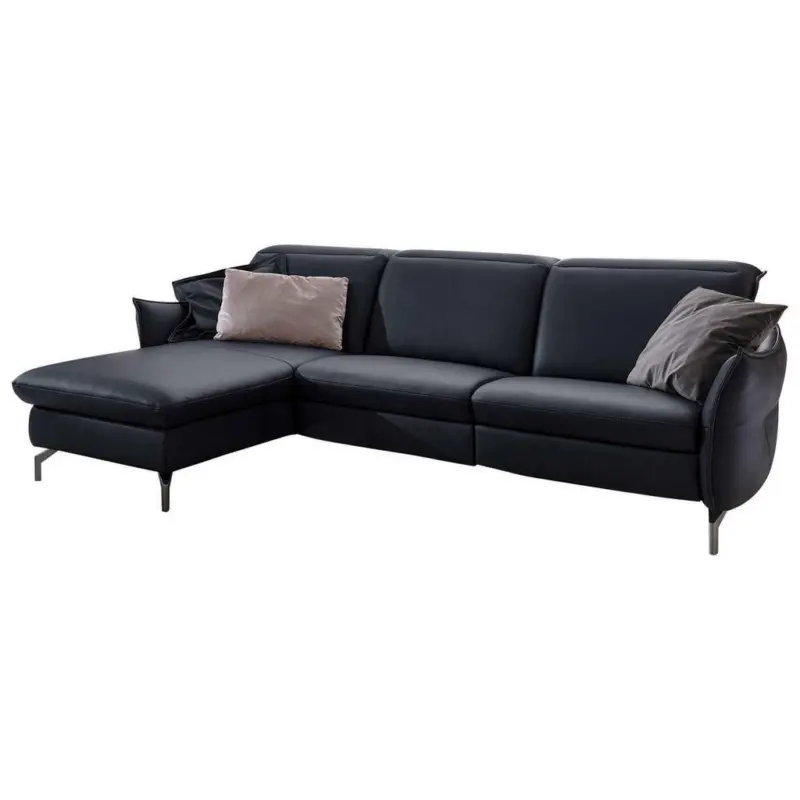 Ecksofa in Echtleder Dunkelblau