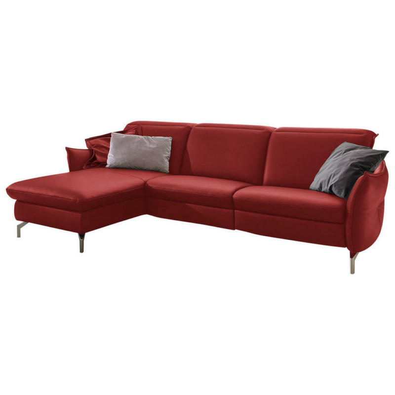 Ecksofa in Echtleder Rot