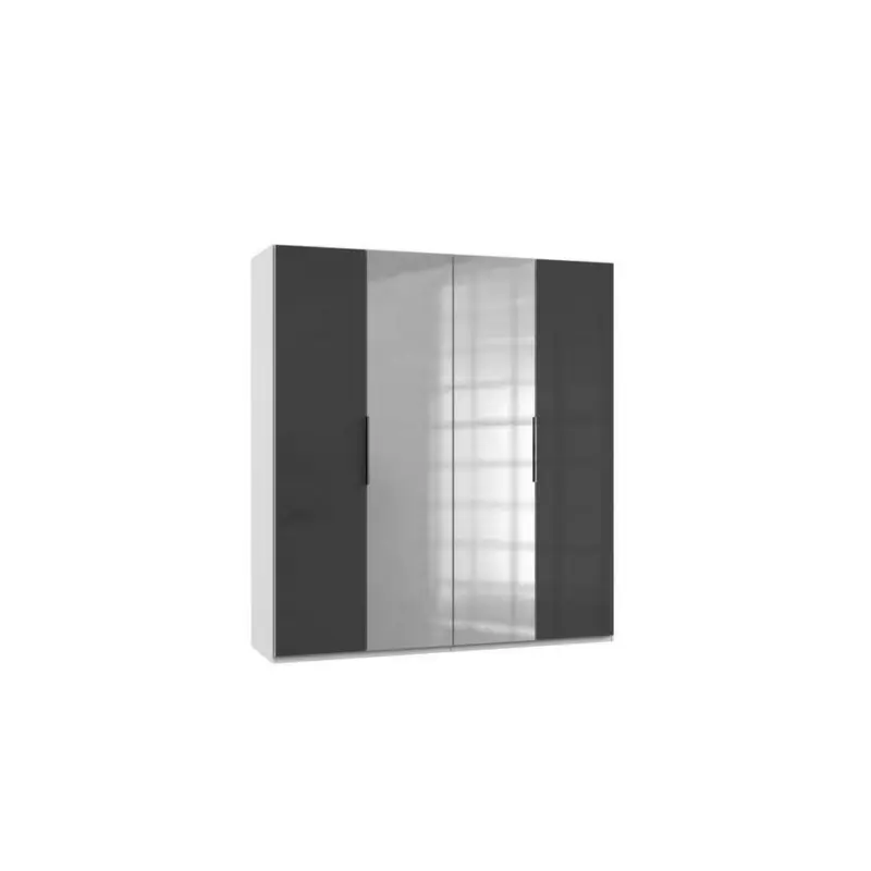 Drehtürenschrank in Grau, Weiß