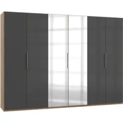 Dreht&uuml;renschrank in Grau, Eichefarben