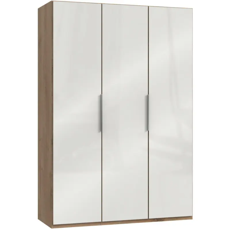 Drehtürenschrank in Weiß, Eichefarben
