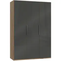Drehtürenschrank in Grau, Eichefarben