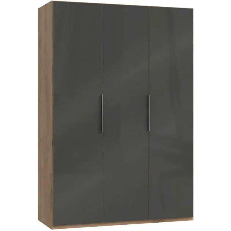Drehtürenschrank in Grau, Eichefarben