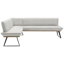 Eckbank 183/203 cm in Schwarz, Eichefarben, Beige