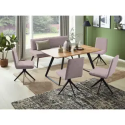 Sitzbank 180/87/64 cm in Rosa, Schwarz, Eichefarben