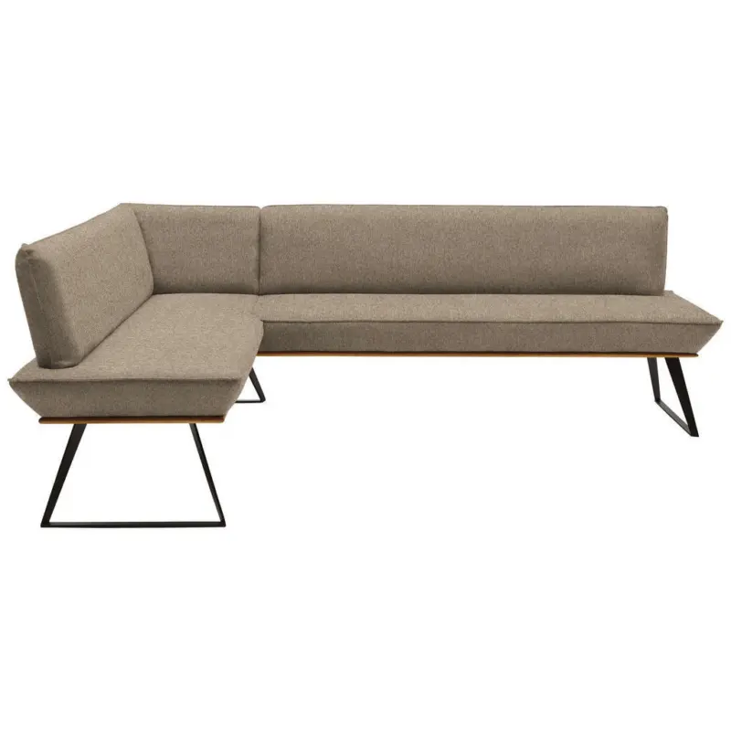 Eckbank 163/203 cm in Schwarz, Eichefarben, Hellgrau