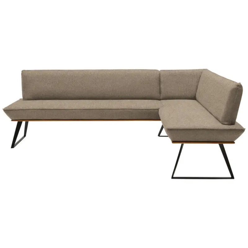 Eckbank 203/163 cm in Schwarz, Eichefarben, Hellgrau