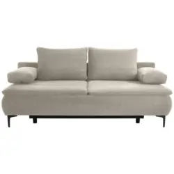 Boxspringsofa in Flachgewebe Cappuccino