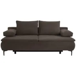 Boxspringsofa in Flachgewebe Braun