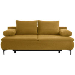 Boxspringsofa in Flachgewebe Goldfarben