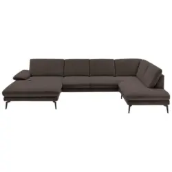 Wohnlandschaft in Webstoff Dunkelbraun