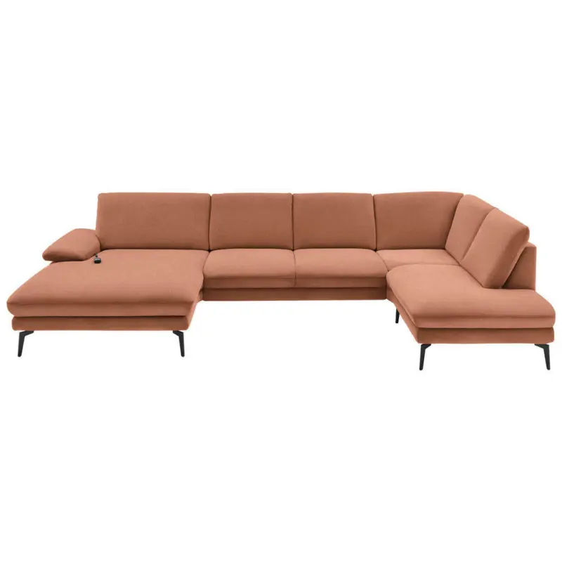 Wohnlandschaft in Webstoff Orange