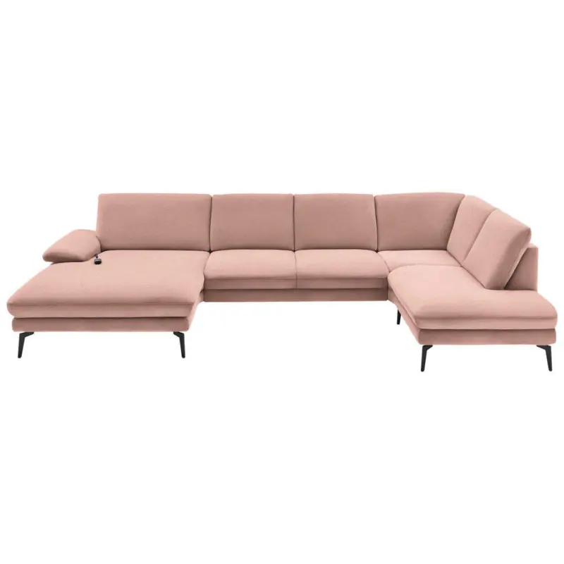 Wohnlandschaft in Webstoff Altrosa