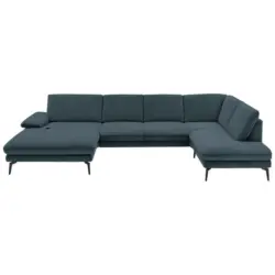 Wohnlandschaft in Webstoff Dunkelblau