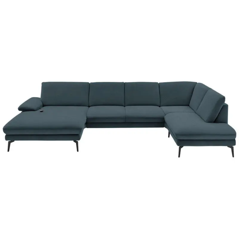 Wohnlandschaft in Webstoff Dunkelblau