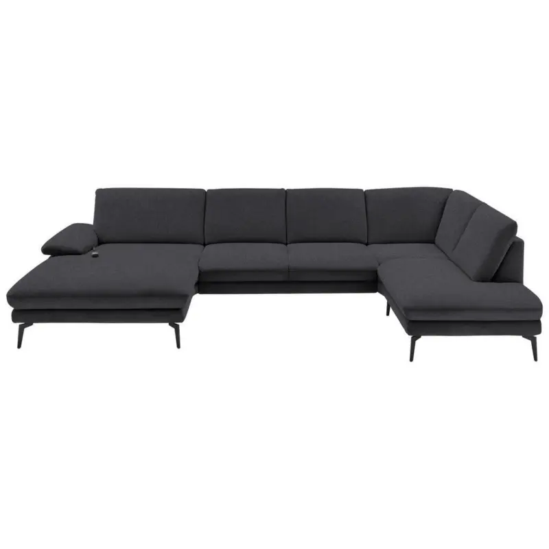 Wohnlandschaft in Webstoff Dunkelgrau