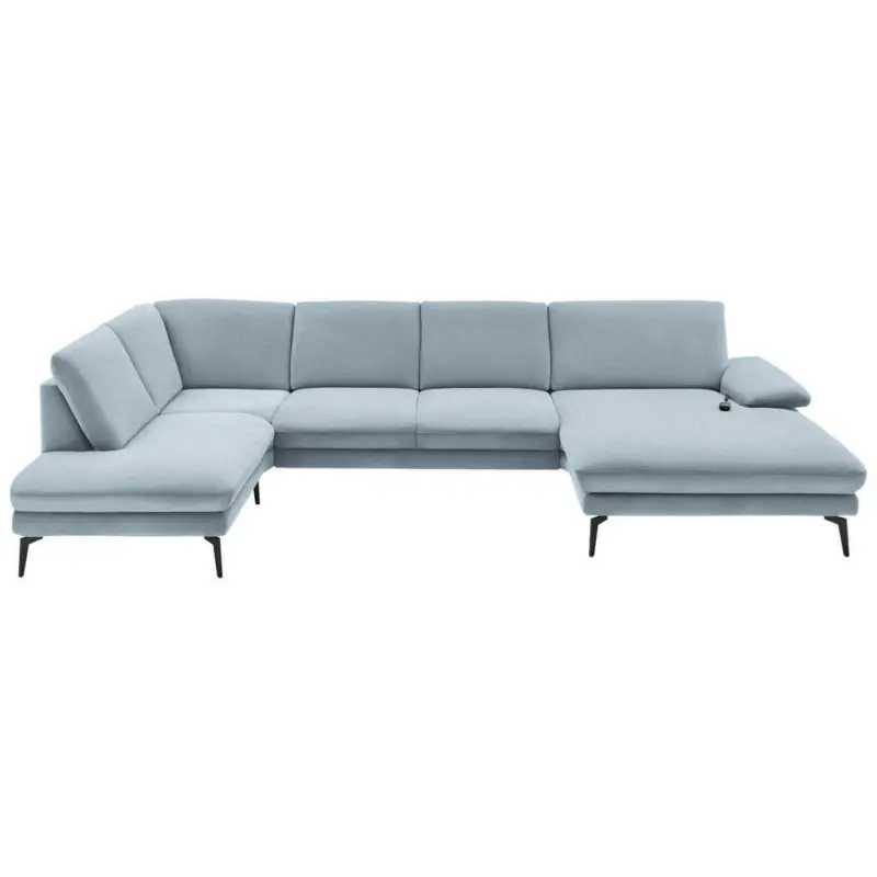 Wohnlandschaft in Webstoff Hellblau