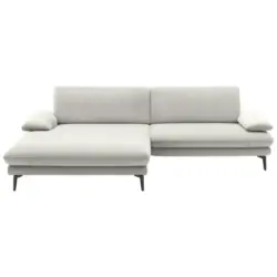 Ecksofa in Webstoff Creme, Naturfarben