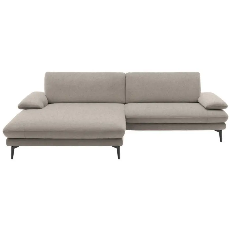 Ecksofa in Webstoff Hellbraun