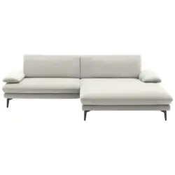 Ecksofa in Webstoff Creme, Naturfarben