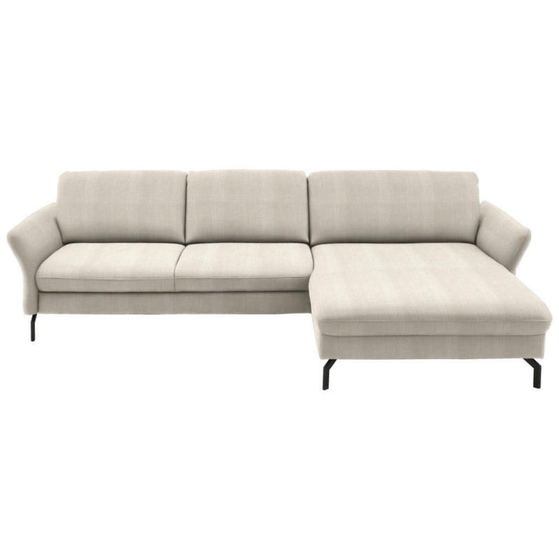 Ecksofa in Webstoff Creme, Naturfarben