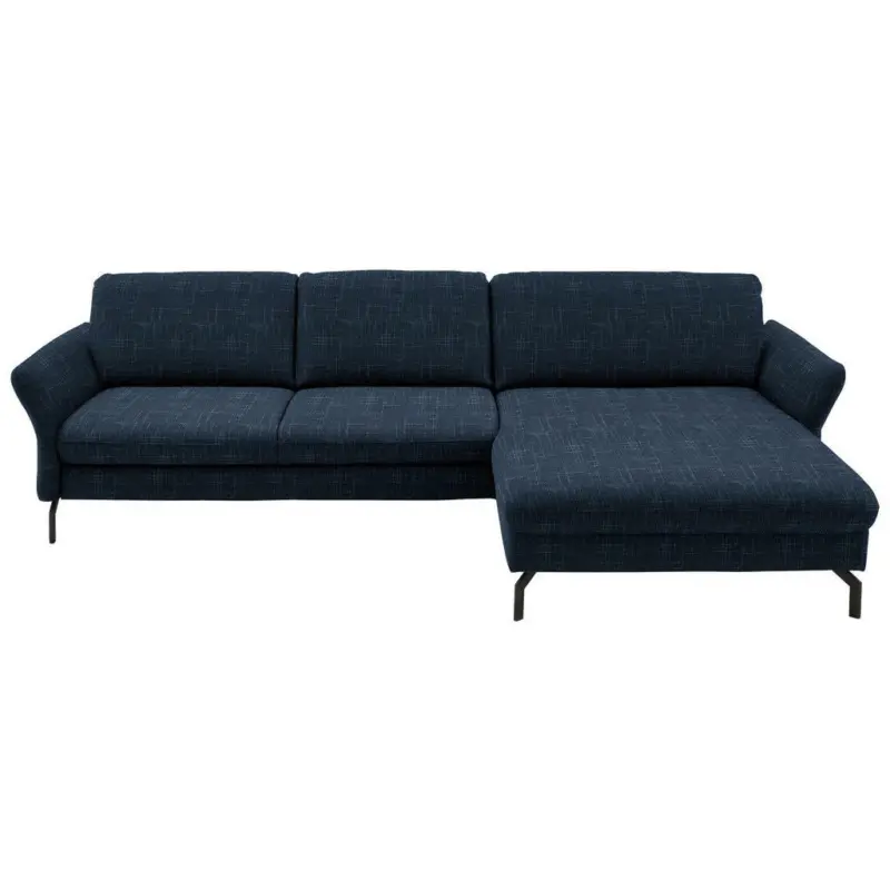 Ecksofa in Webstoff Dunkelblau