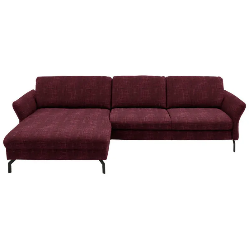 Ecksofa in Webstoff Weinrot