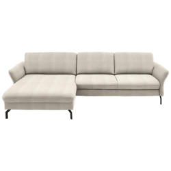 Ecksofa in Webstoff Creme, Naturfarben