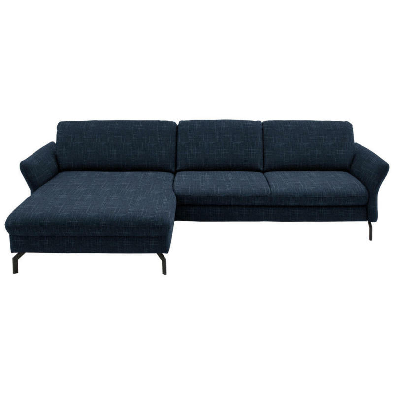 Ecksofa in Webstoff Dunkelblau