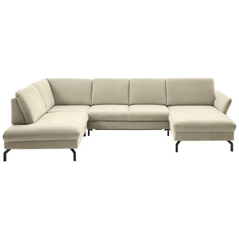 Wohnlandschaft in Velours Creme, Naturfarben