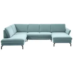 Wohnlandschaft in Velours Blau