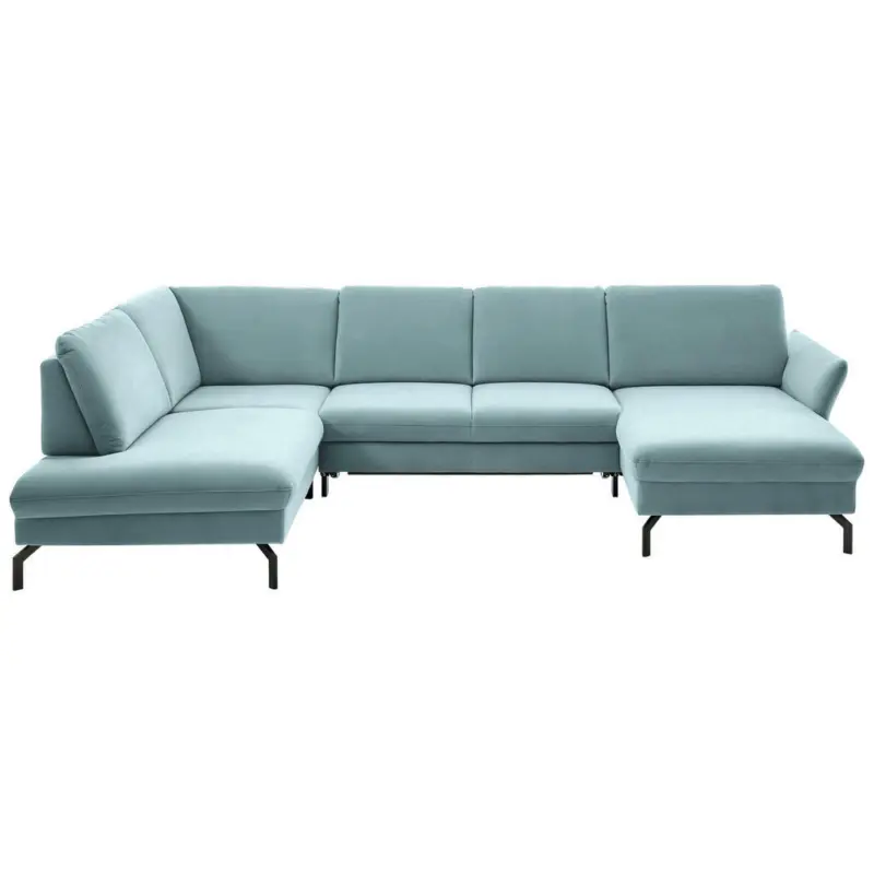 Wohnlandschaft in Velours Blau