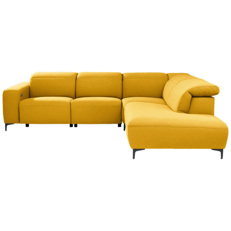 Ecksofa in Flachgewebe Gelb, Orange