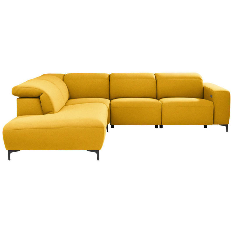 Ecksofa in Flachgewebe Gelb, Orange