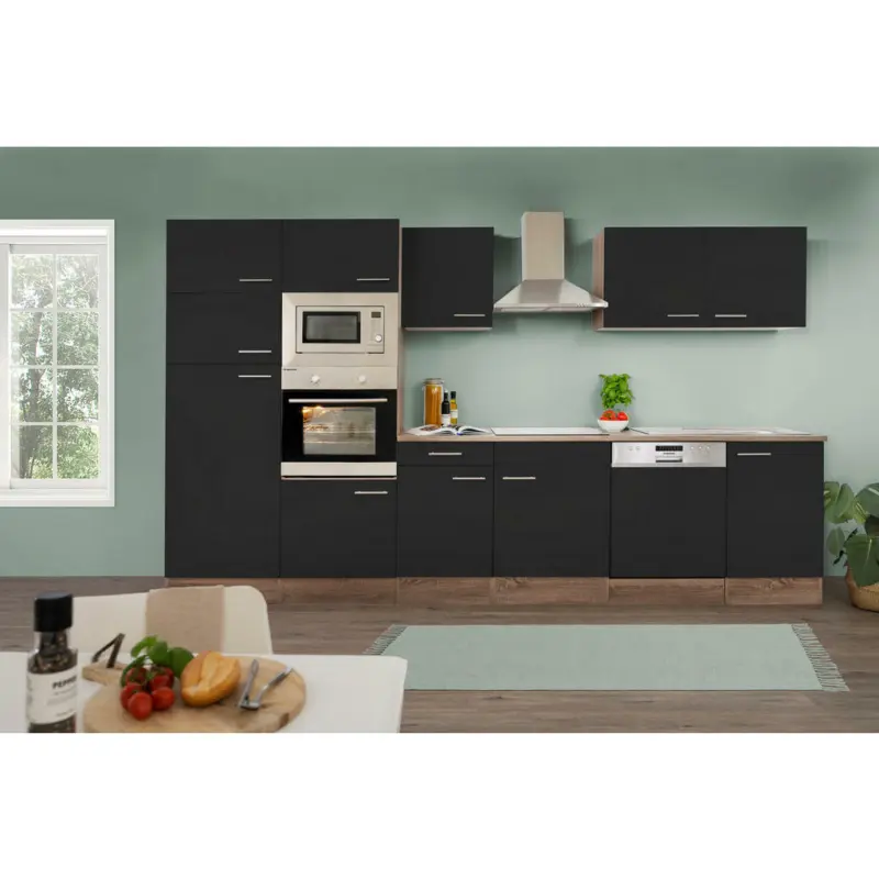 K&uuml;chenleerblock 340 cm in Schwarz