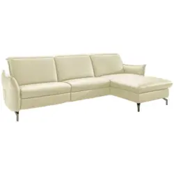 Ecksofa in Echtleder Creme