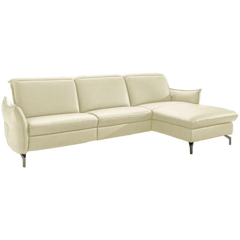 Ecksofa in Echtleder Creme