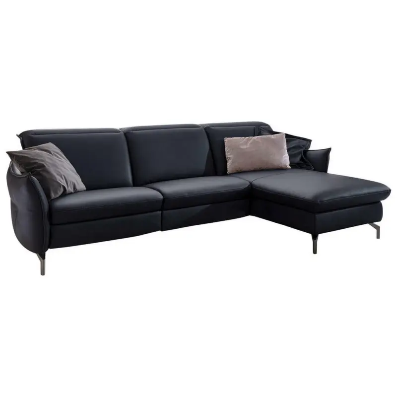 Ecksofa in Echtleder Dunkelblau